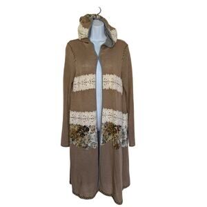 Gimmick By BKE Women Sweaters, Boho Lightweight Patchwork Knit Duster, Sz L